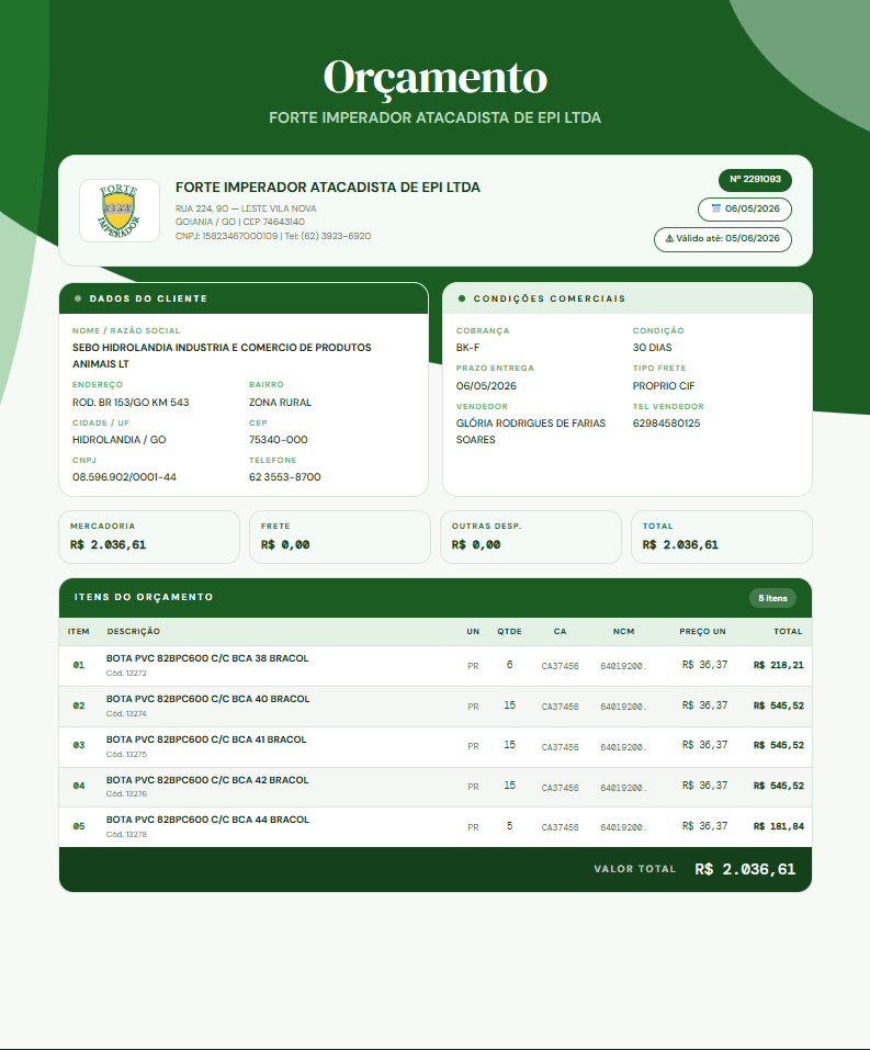 Gerador de Orçamento screenshot 4