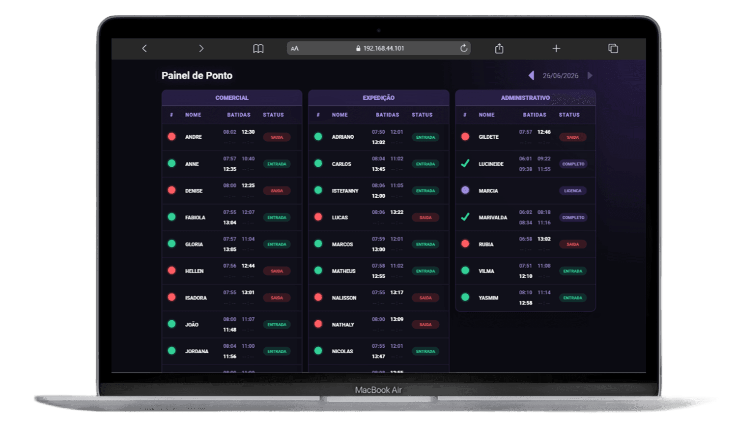 Painel de Ponto Secullum screenshot 2